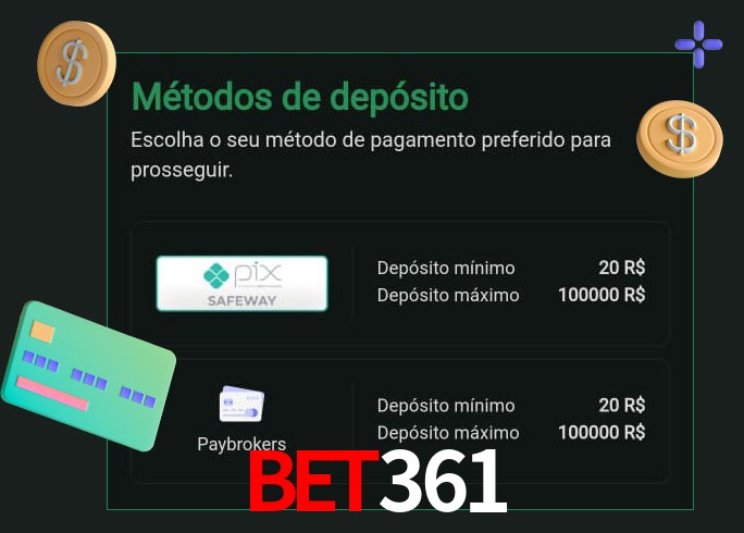O cassino bet361 oferece uma grande variedade de métodos de pagamento